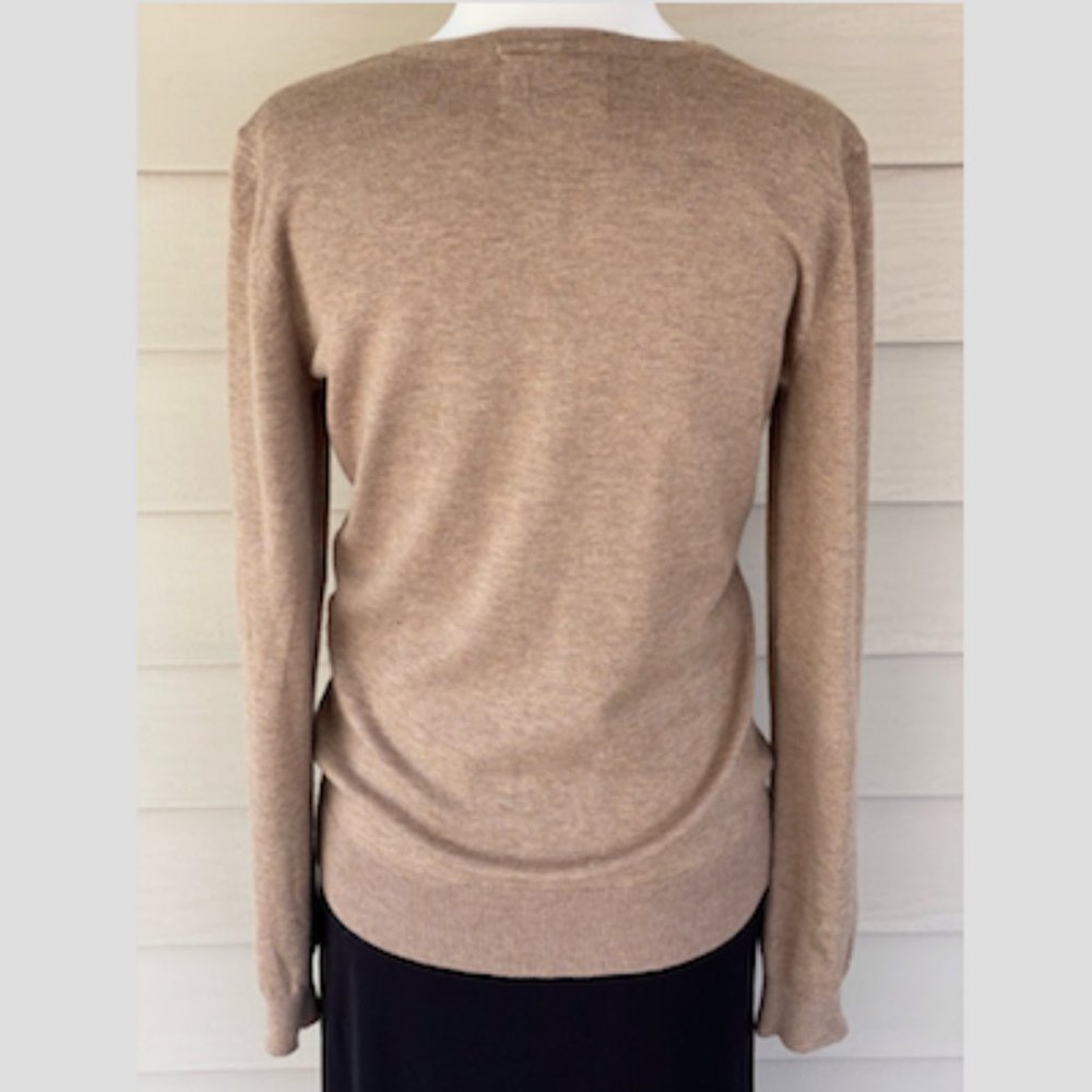 Debbie Morgan Jeweled Cardigan Sweater Suede Brown Size M - Picture 2 of 8